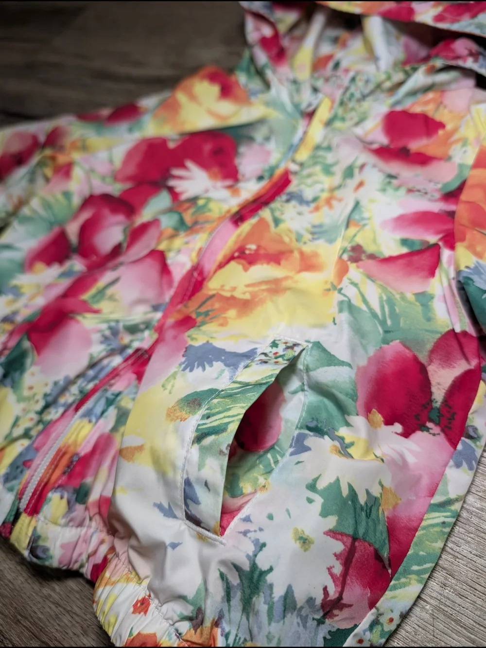 Baby GAP Girls Floral Hooded Lined Windbreaker Coat Pink Yellow Green 18-24 Mo.